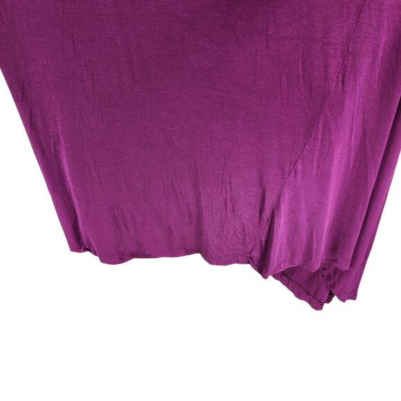 Bryn Walker M Asymmetric Midi Dress Women Burgundy 3/4 Sleeve Oversize Lagenlook - Picture 8 of 11